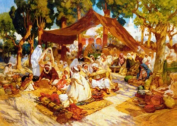 An Evening Gathering at a North-African Encampment